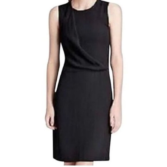 Theory Darbia Jubiliant Black Wool Stretch Sleeveless Pleated Sheath Dress 4 - Picture 1 of 8